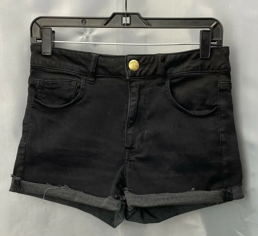 American Eagle Shorts 8 Hi-Rise Shortie Super Super Stretch Black Denim